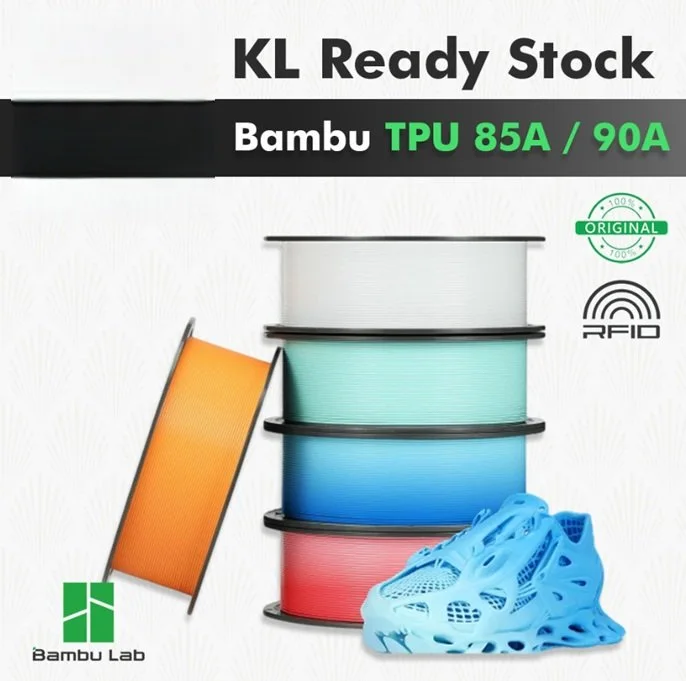 Bambu Lab U04-A1-1.75-1000-SPL Bambu TPU 85A - Neon Orange - with Bambu Reusable Spool view 4