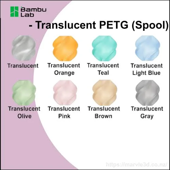 Bambu Lab G01-P0-1.75-1000-SPL Bambu PETG Translucent - Translucent Purple - with Bambu Reusable Spool view 4