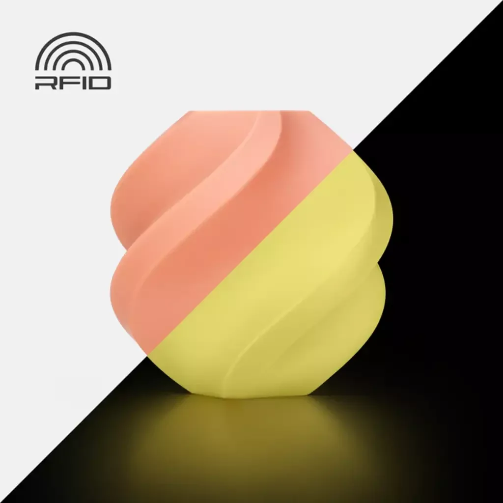 Bambu Lab A12-A0-1.75-1000-SPL Bambu PLA Glow Filament - Glow Orange-with Bambu Reusable Spool