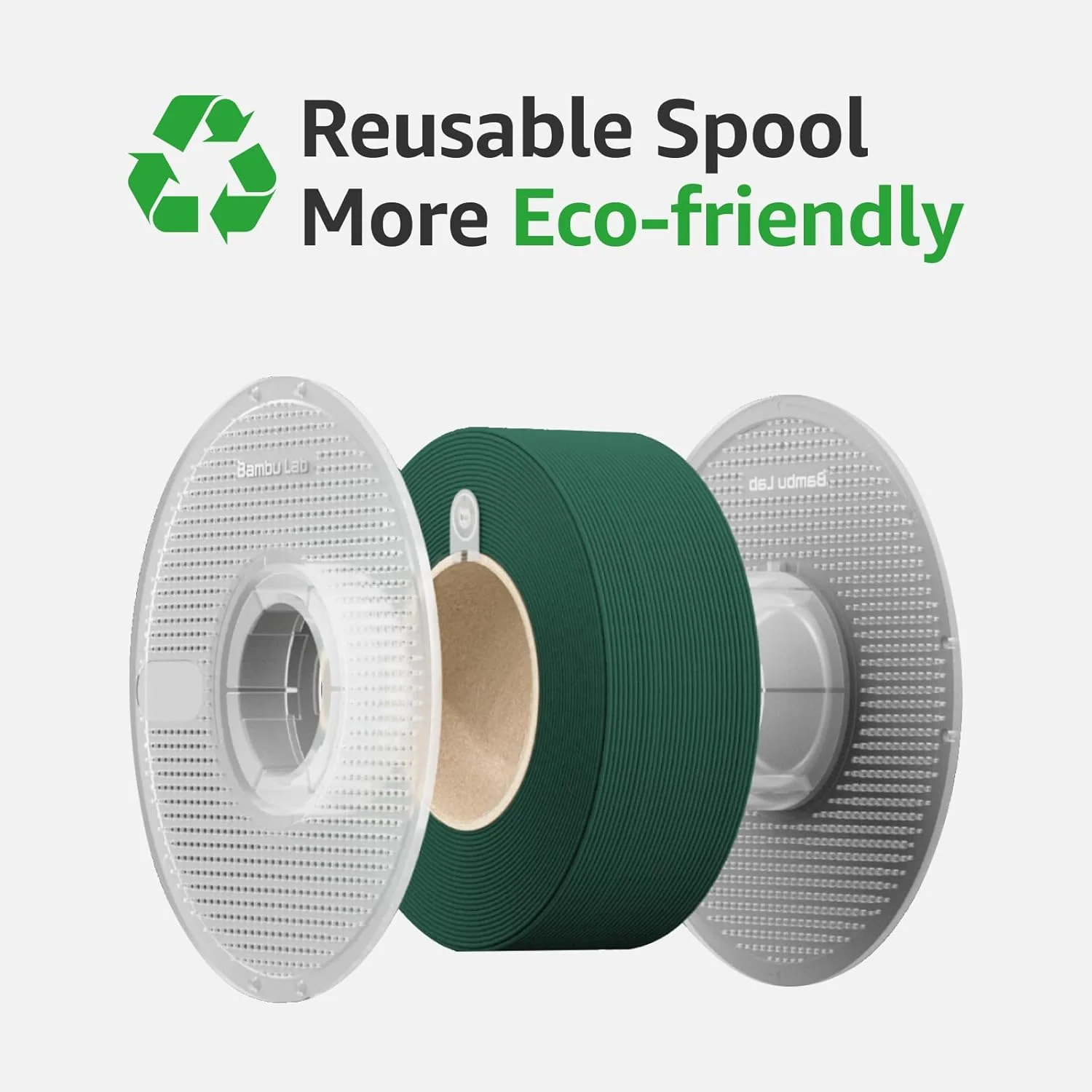 Bambu Lab B00-G6-1.75-1000-SPL Bambu ABS Filament - Bambu Green - with Bambu Reusable Spool view 3