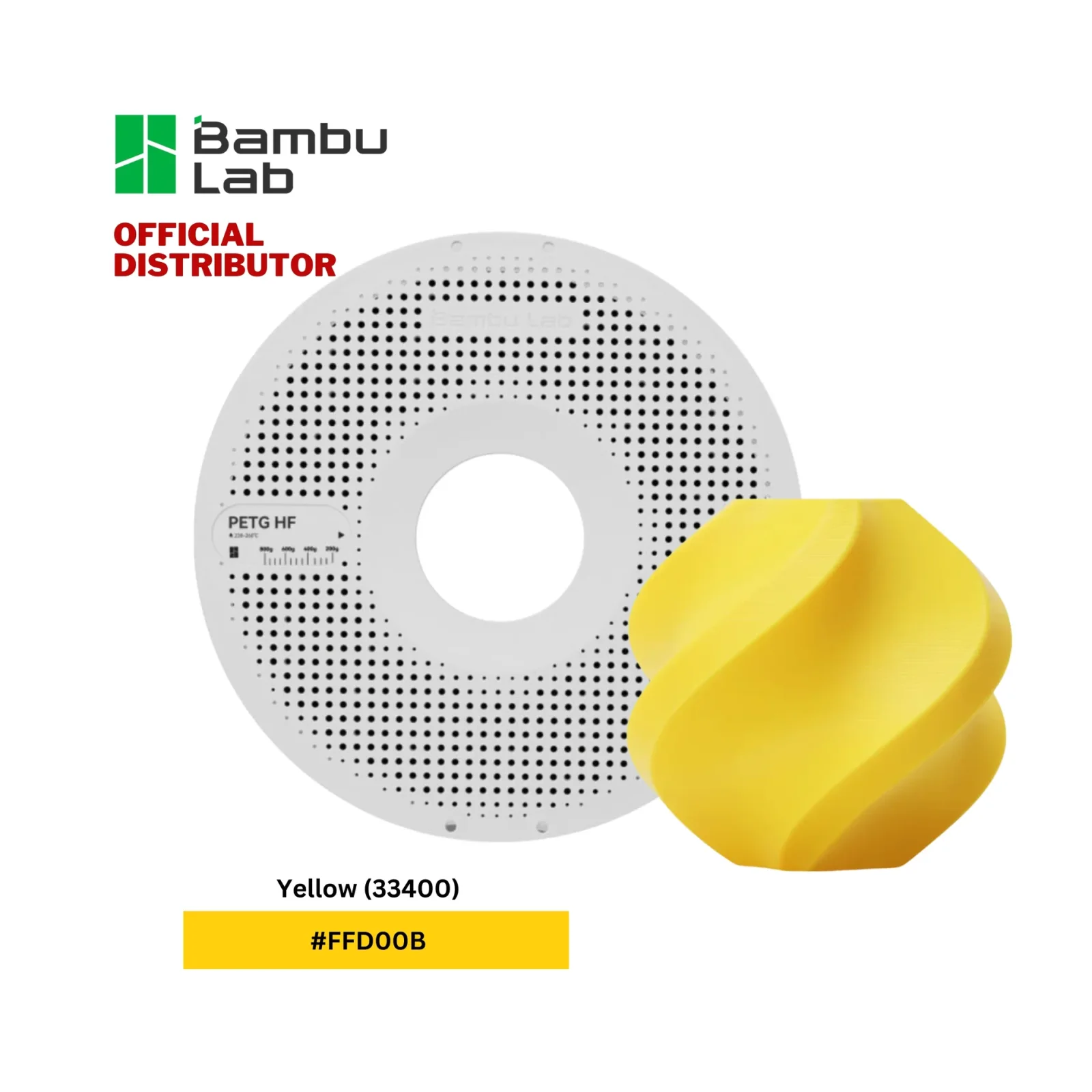 Bambu Lab G02-Y0-1.75-1000-SPL Bambu PETG HF Filament - Yellow - with Bambu Reusable Spool