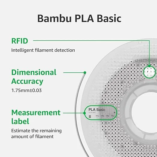 Bambu Lab A00-D0-1.75-1000-SPL Bambu PLA Basic Filament - Gray - with Bambu Reusable Spool view 3