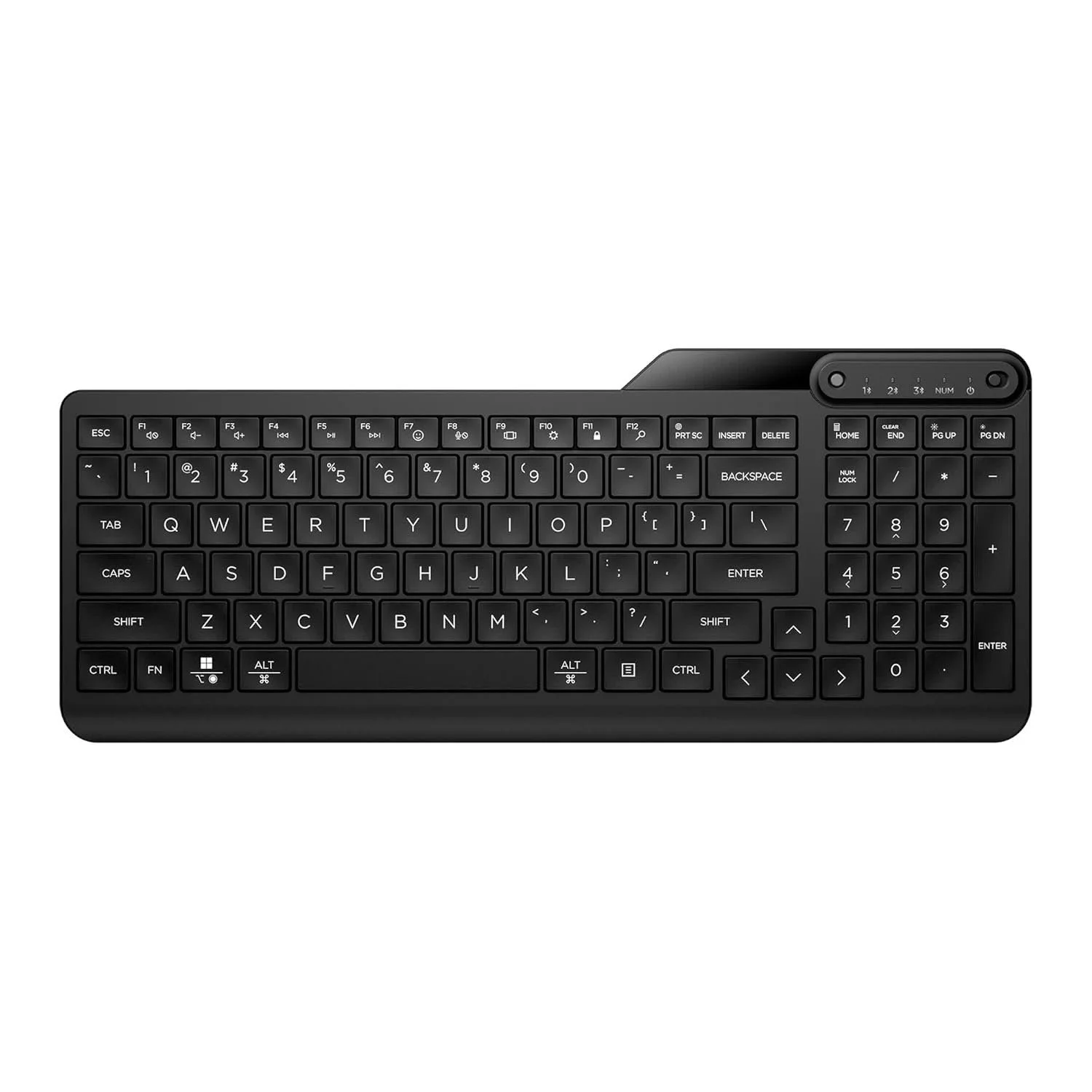 HP 460 Multi-Device KBD-A/P HP 460 Keyboard - Compact - Wireless Connectivity - Jack Black - Plunger Keyswitch - Bluetooth - 5.3 - 10 m - Microphone Mute, Emoji Hot Key(s) - Windows 10, Windows 11, Mac OS, ChromeOS - Desktop Computer, Notebook, Tablet, Mobile Device - PC, Mac - AAA Battery Size Supported