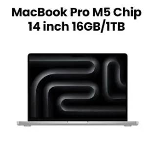 Apple MBP 14 SL/10C/10C GPU/16GB/1TB-B&E 14-inch MacBook Pro: Apple M5 chip with 10‑core CPU and 10‑core GPU, 16GB, 1TB SSD - Silver