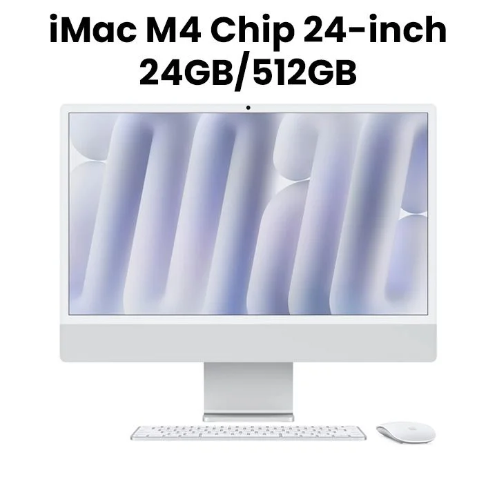 Apple IMAC 24 SLV/10CCPU/10CGPU/24GB/512-E&E 24-inch iMac with Retina 4.5K display: Apple M4 chip with 10‑core CPU and 10‑core GPU, 24GB, 512GB SSD - Silver