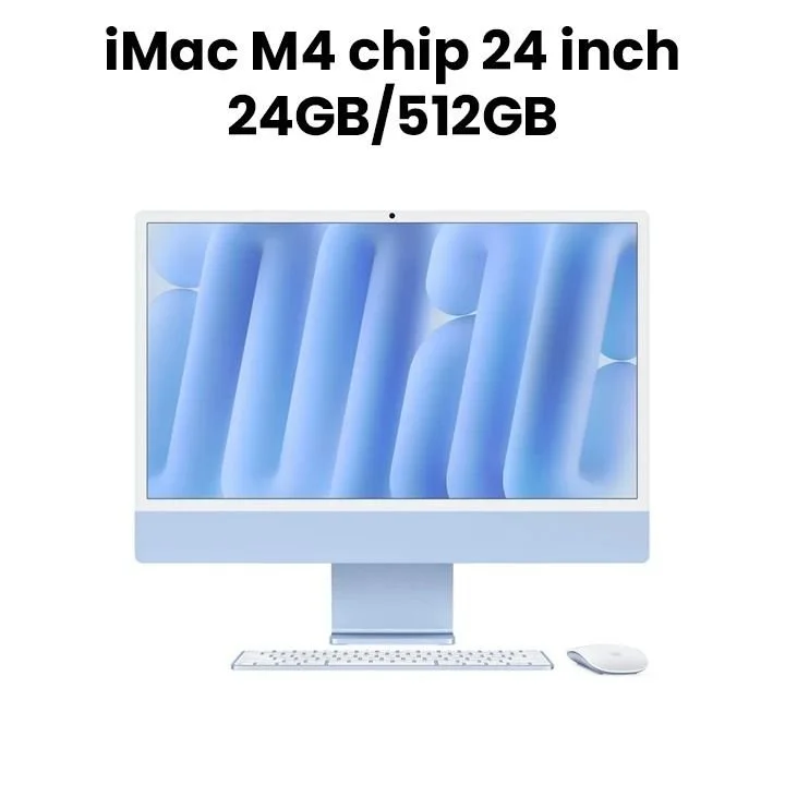 Apple IMAC 24 BLU/10CCPU/10CGPU/24GB/512-E&E 24-inch iMac with Retina 4.5K display: Apple M4 chip with 10‑core CPU and 10‑core GPU, 24GB, 512GB SSD - Blue