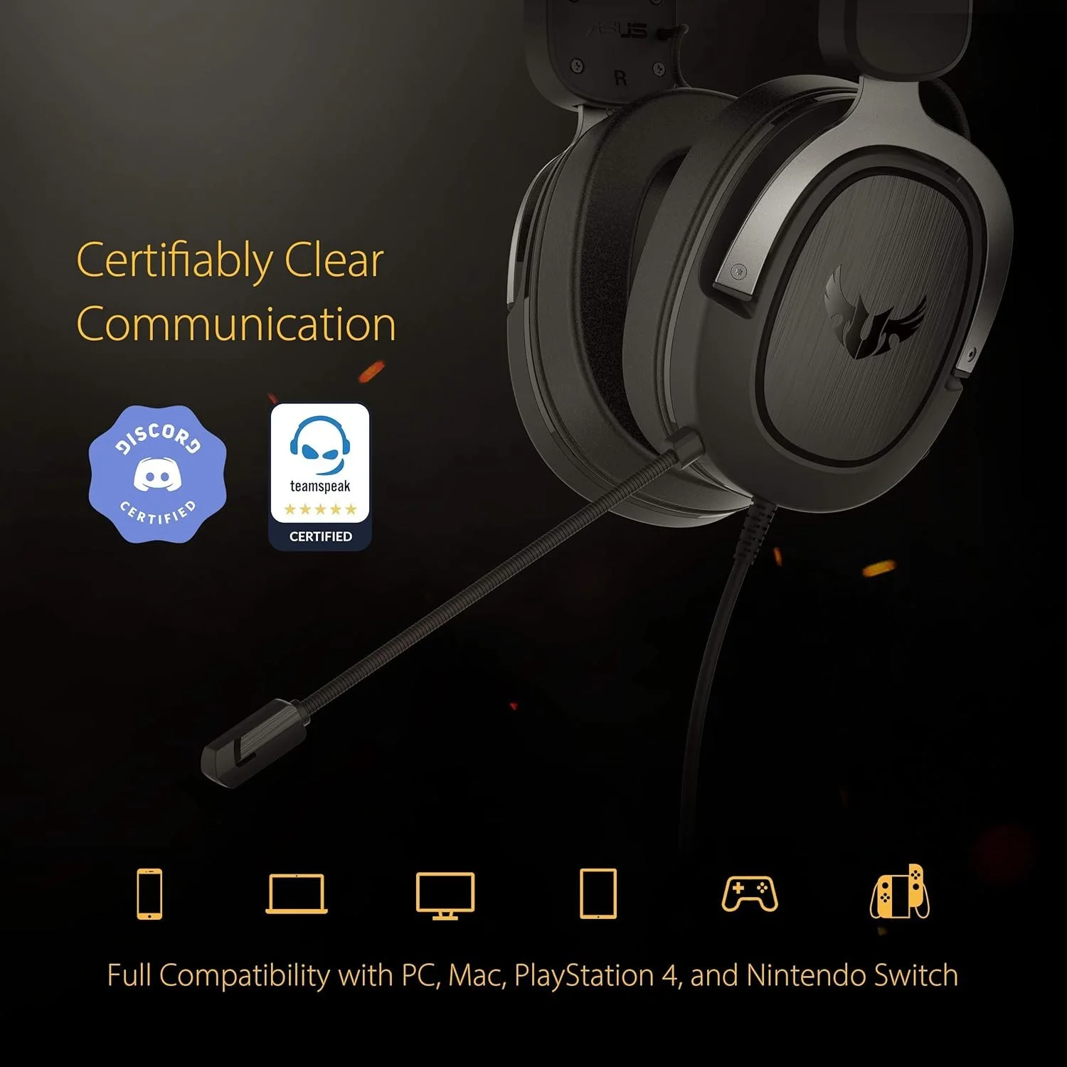 ASUS 90YH028G-B1UA00 ASUS TUF GAMING H3 Wired Gaming Headset - Gun Metal
