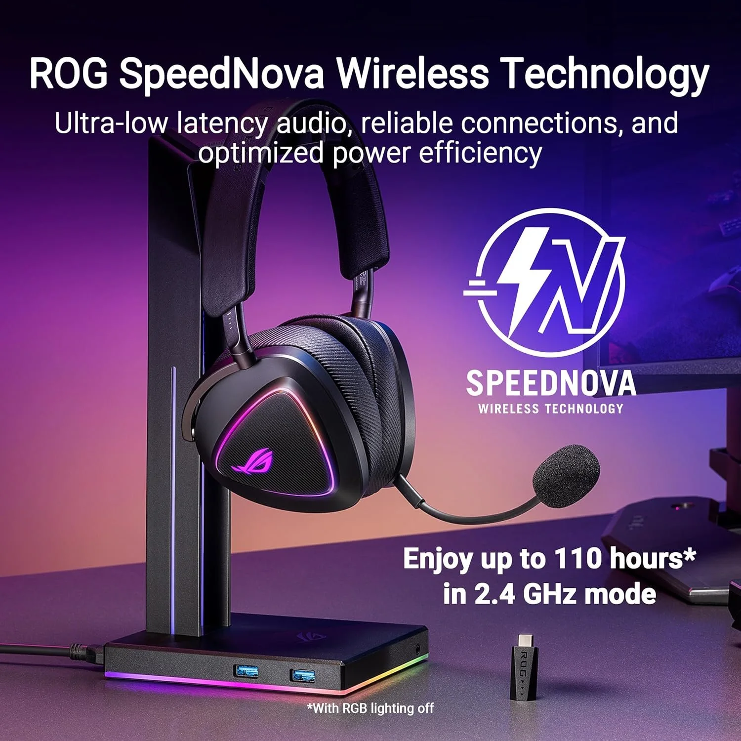 ASUS 90YH03W0-BHUA00 ASUS ROG DELTA II - Tri-mode Wireless SpeedNova Gaming Headset view 2