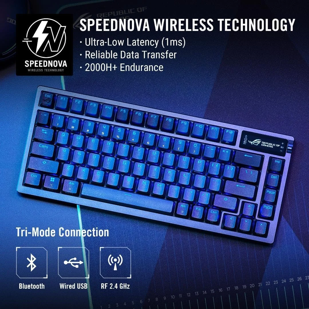 ASUS 90MP031B-BKUA01 ASUS ROG AZOTH 75% Wireless Gaming Custom Keyboard - Black - ROG NX Storm Switch view 2