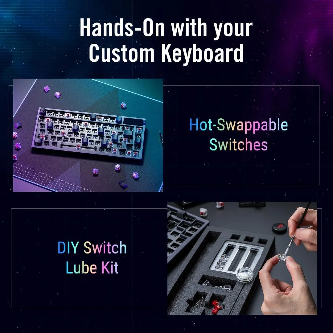 ASUS 90MP031A-BKUA01 ASUS ROG AZOTH 75% Wireless Gaming Custom Keyboard - Black - ROG NX Snow Switch view 4