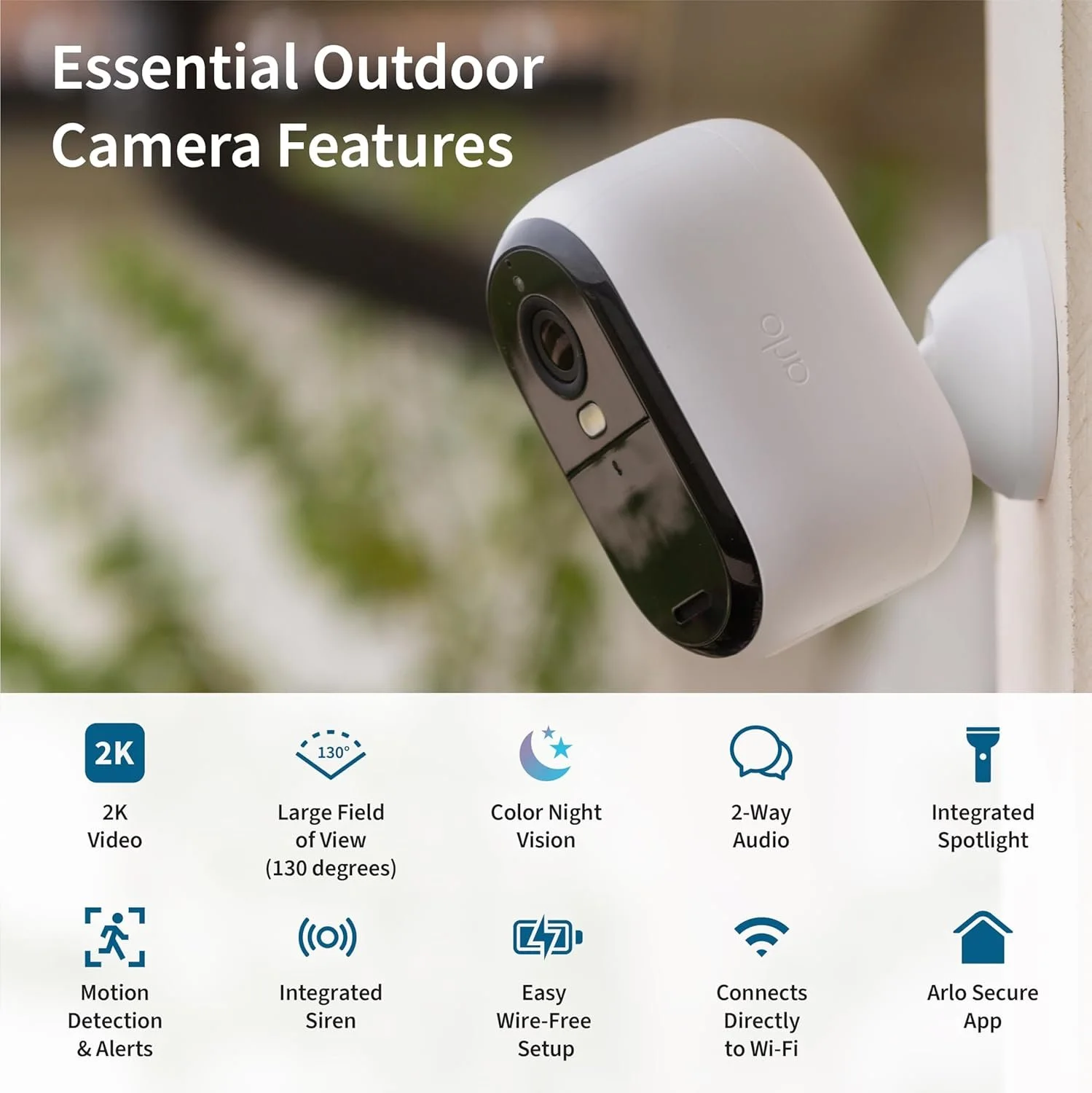 Arlo VMC3250 + VMB4540 Arlo Essential Outdoor Security Camera 2K (2nd Generation)