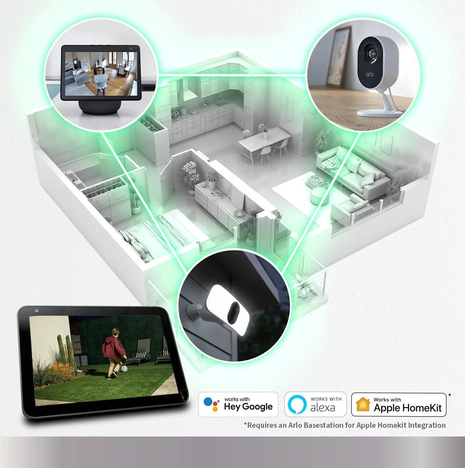 Arlo VMC4360P + VMB4540 Arlo Pro 5 2K Spotlight Wire-Free Camera, 3 Pack with Smarthub view 4