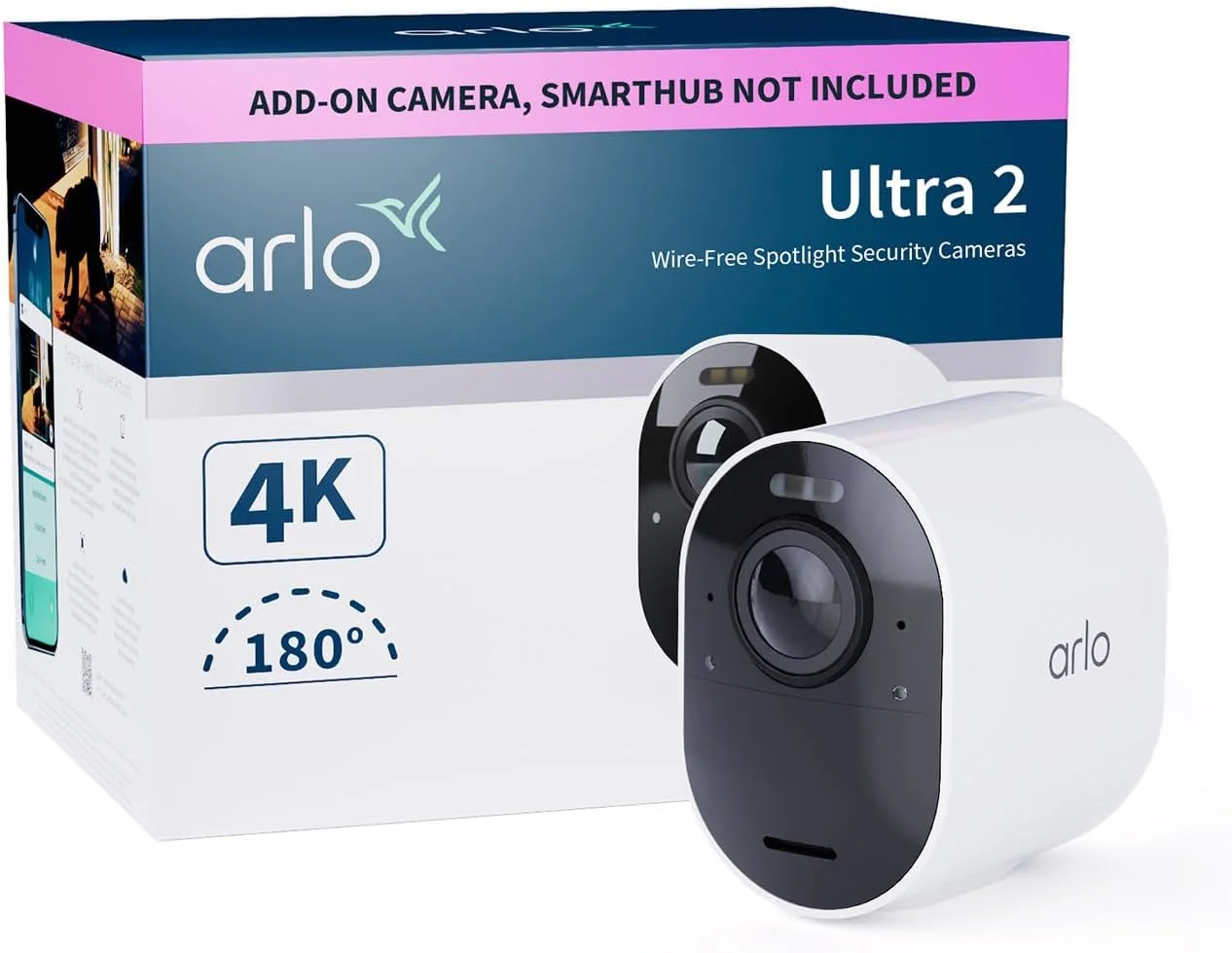 Arlo VMC5040-200APS Arlo Ultra 2 Spotlight Camera - 4K UHD Wire-Free Security Camera System – Add on Cam