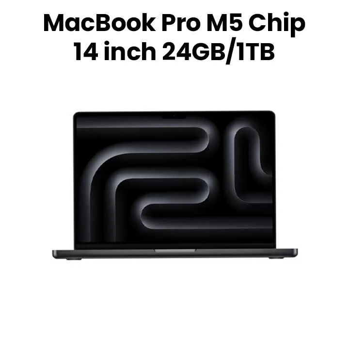 Apple MBP 14 SB/10C/10C GPU/24GB/1TB-B&E 14-inch MacBook Pro: Apple M5 chip with 10‑core CPU and 10‑core GPU, 24GB, 1TB SSD - Space Black