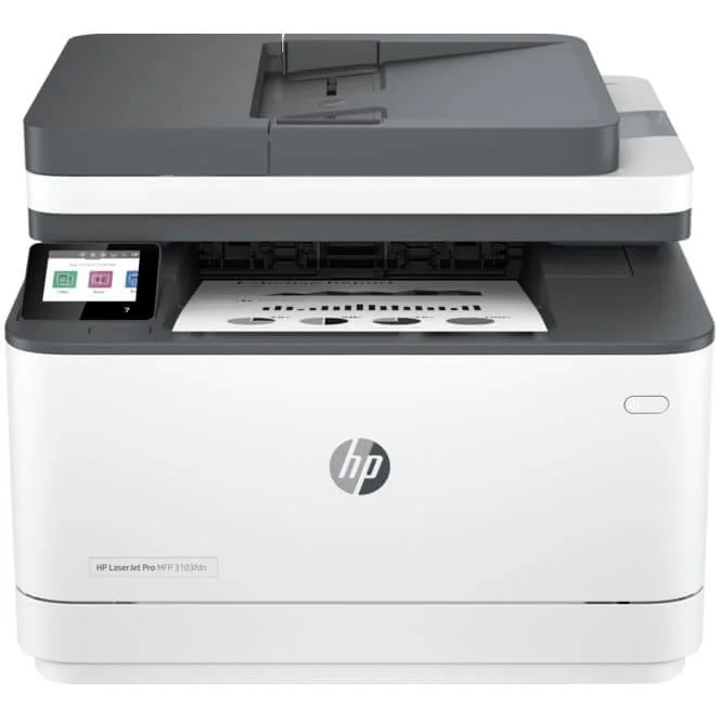 HP LASERJET PRO MFP 3103FDN PRINTER HP LaserJet Pro 3103fdn Wired Laser Multifunction Printer - Monochrome - Copier/Fax/Printer/Scanner - 35 ppm Mono Print - 1200 x 1200 dpi Print - Automatic Duplex Print - Up to 50000 Pages Monthly - Colour Flatbed Scanner - 1200 dpi Optical Scan - Monochrome Fax - Fast Ethernet - USB - For Plain Paper Print