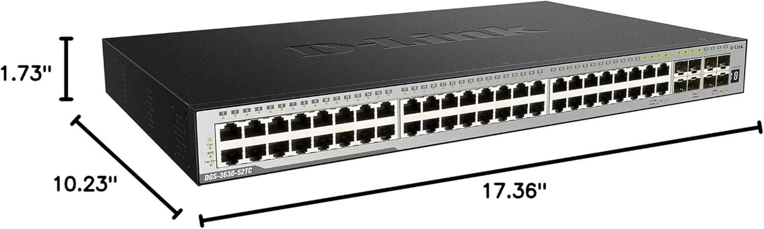 D-Link DGS-3630-52TC L3 Managed Switch (44 x Gigabit UTP, 4 x Gigabit UTP/SFP Combo, 4 x 10G SFP+)