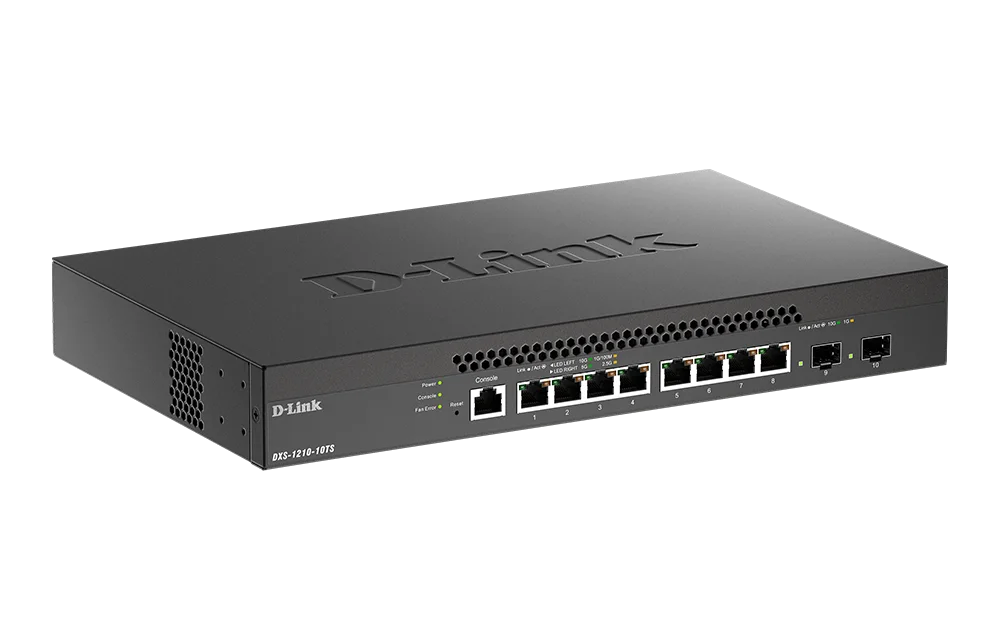 D-Link DXS-1210-10TS 10-Port 10-Gigabit Smart Managed Switch (8 x 10GBASE-T Ports + 2 x 10G SFP+ Uplink Ports) view 2