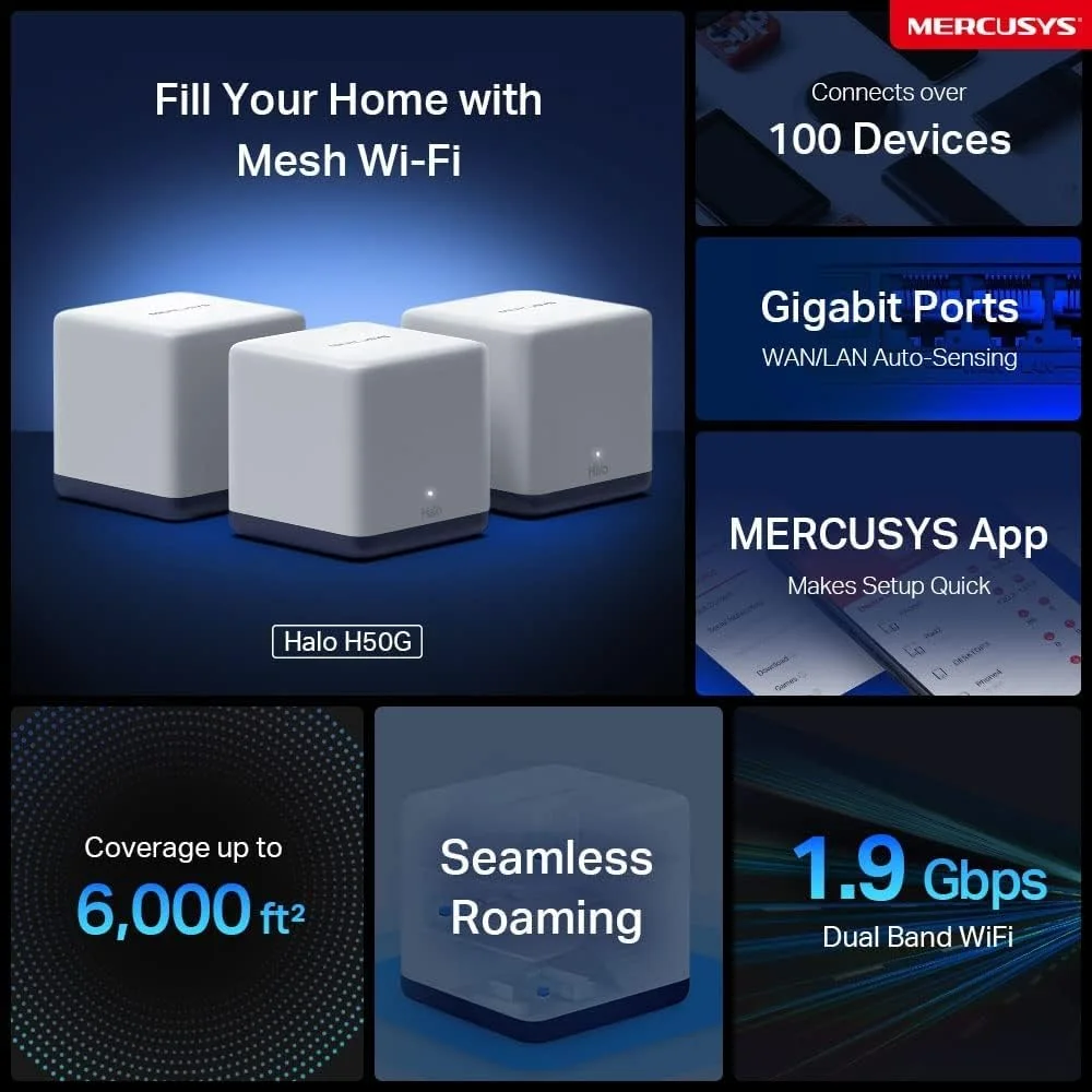 TP-Link MERCUSYS Halo H50G(3-pack) AC1900 Whole Home Mesh Wi-Fi System view 3