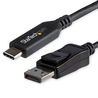 Startech.Com 6ft USB C to DisplayPort 1.4 Cable 8K/4K StarTech.com 6ft/1.8m USB C to Displayport 1.4 Cable Adapter - 4K/5K/8K USB Type C to DP 1.4 Monitor Video Converter Cable - HDR/HBR3/DSC - Cable for Audio/Video Device, Monitor, iPad Pro - First End: 1 x 24-pin USB Type C - Male - Second End: 1 x 20-pin DisplayPort 1.4 Digital Audio/Video - Male - 32.4 Gbit/s - Supports up to7680 x 4320 - Black