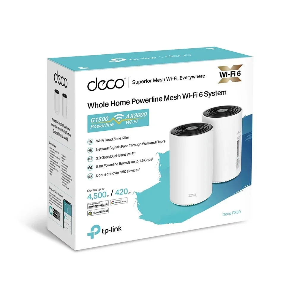 TP-Link Deco PX50(2-pack) AX3000+G1500 Powerline Mesh Wi-Fi 6 System