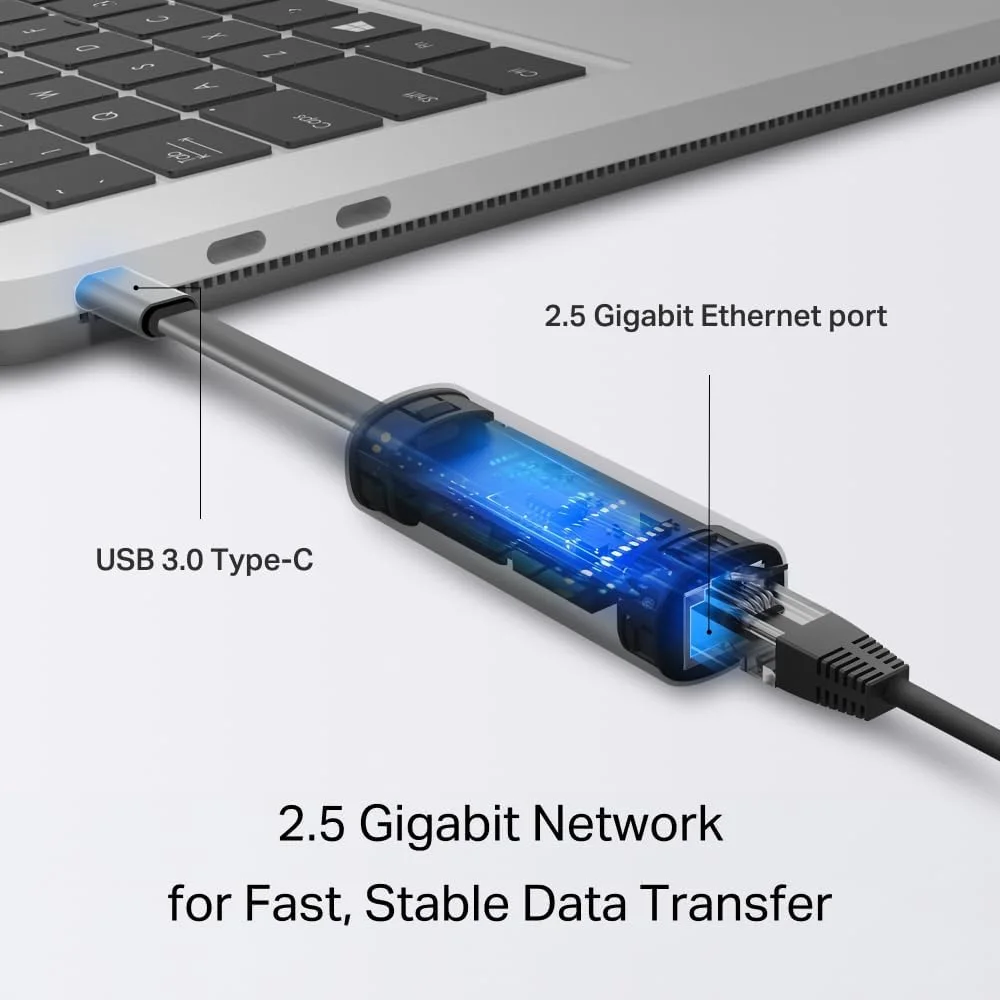 TP-Link UE302C 2.5 Gigabit USB-C Ethernet Adapter, Aluminum, Foldable Portable Design view 4