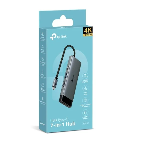 TP-Link UH7021C 7-in-1 USB-C Hub, 4K HDMI, 100W PD, SD/microSD UHS-I, 3× USB-A Ports