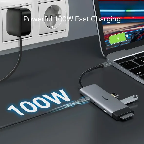 TP-Link UH7020C USB Type-C 7-Port Hub, 4K HDMI, 100W PD, SD/TF Card Reader view 4