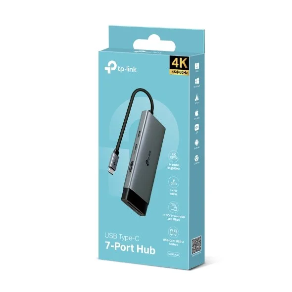 TP-Link UH7020C USB Type-C 7-Port Hub, 4K HDMI, 100W PD, SD/TF Card Reader