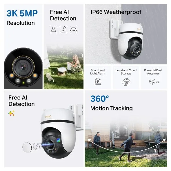 TP-Link Tapo C530WS 3K Pan/Tilt AI Outdoor Security Camera with Starlight Color Night Vision view 2