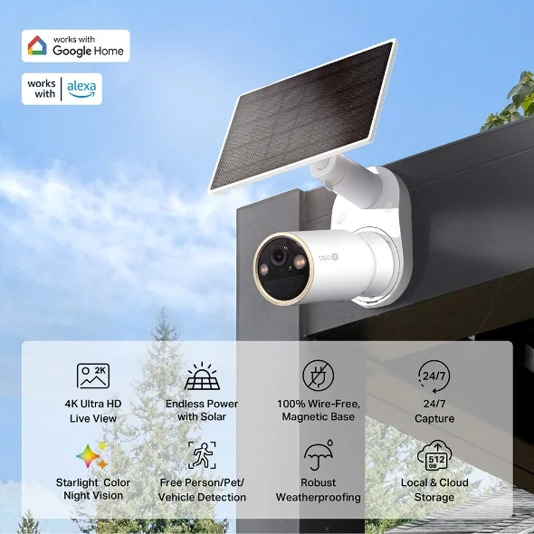 TP-Link Tapo C460 Kit 4K AI Outdoor Security Camera with Starlight Color Night Vision view 2