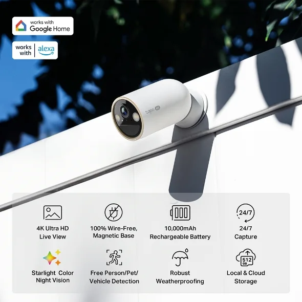 TP-Link Tapo C460 4K AI Outdoor Security Camera with Starlight Color Night Vision view 2