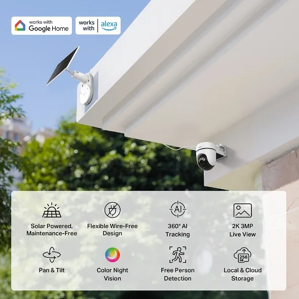 TP-Link Tapo C610 Kit Solar-Powered 2K Pan/Tilt AI Outdoor Security Camera view 2