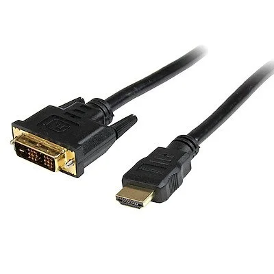 Startech.Com 10 ft HDMI to DVI-D Cable - M/M StarTech.com 10 ft HDMIÂ® to DVI-D Cable - M/M - Cable for Video Device, LCD TV, Projector - First End: 1 x 19-pin HDMI Digital Audio/Video - Male, Digital Audio/Video - Male - Second End: 1 x 19-pin DVI-D Digital Video - Male - Shielding - Nickel Plated Connector - 28 AWG - Black