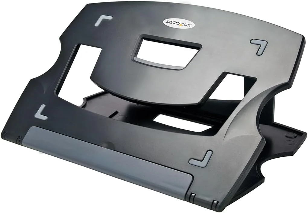 Startech.Com PORTABLE LAPTOP STAND - ADJUSTABLE StarTech.com Portable Laptop Stand - Laptop Desk Stand - Adjustable Laptop Stand - Ergonomic Laptop Table Stand - Laptop Riser Stand - 1.1 cm Height x 28.7 cm Width - Tabletop - Plastic - Black, Grey - Adjustable Tilt - 1 Each