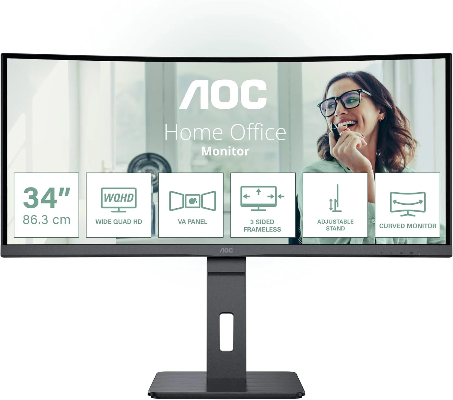 AOC PHI-CU34P3CV AOC MONITOR 34" CU34P3CV CURVED WQHD 100HZ HDMI 1.4 DP 1.4 USB-C 65W RJ45 HAS PIVOT VESA