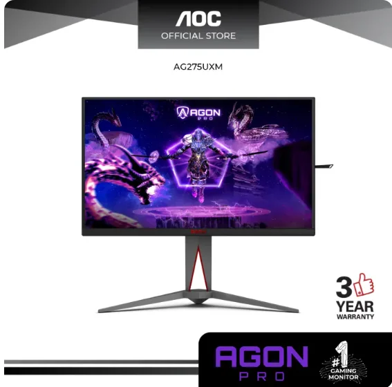 AOC PHI-AG275UXM AOC MONITOR 27" AG275UXM FAST IPS QUANTUM DOT MINI-LED UHD 4K GAMING 165HZ HDMI 2.1 x 2 DP 1.4 HAS VESA