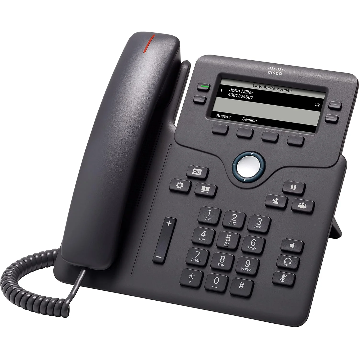 Cisco 6851 Phone for MPP Grey NB Hands Cisco 6851 IP Phone - Corded - 3 Multiple Conferencing - Wall Mountable, Desktop - Charcoal - 4 x Total Line - VoIP - 8.9 cm (3.5") - 2 x Network (RJ-45) - PoE Ports