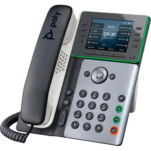Hp Poly Edge E350 IP PH PoE-e Poly Edge E350 IP Phone - Corded - Corded/Cordless - Wi-Fi, Bluetooth, NFC - 3 Multiple Conferencing - Desktop, Wall Mountable - Black - TAA Compliant - VoIP - 8.9 cm (3.5") LCD - IEEE 802.11a/b/g/n/ac - 2 x Network (RJ-45) - PoE Ports