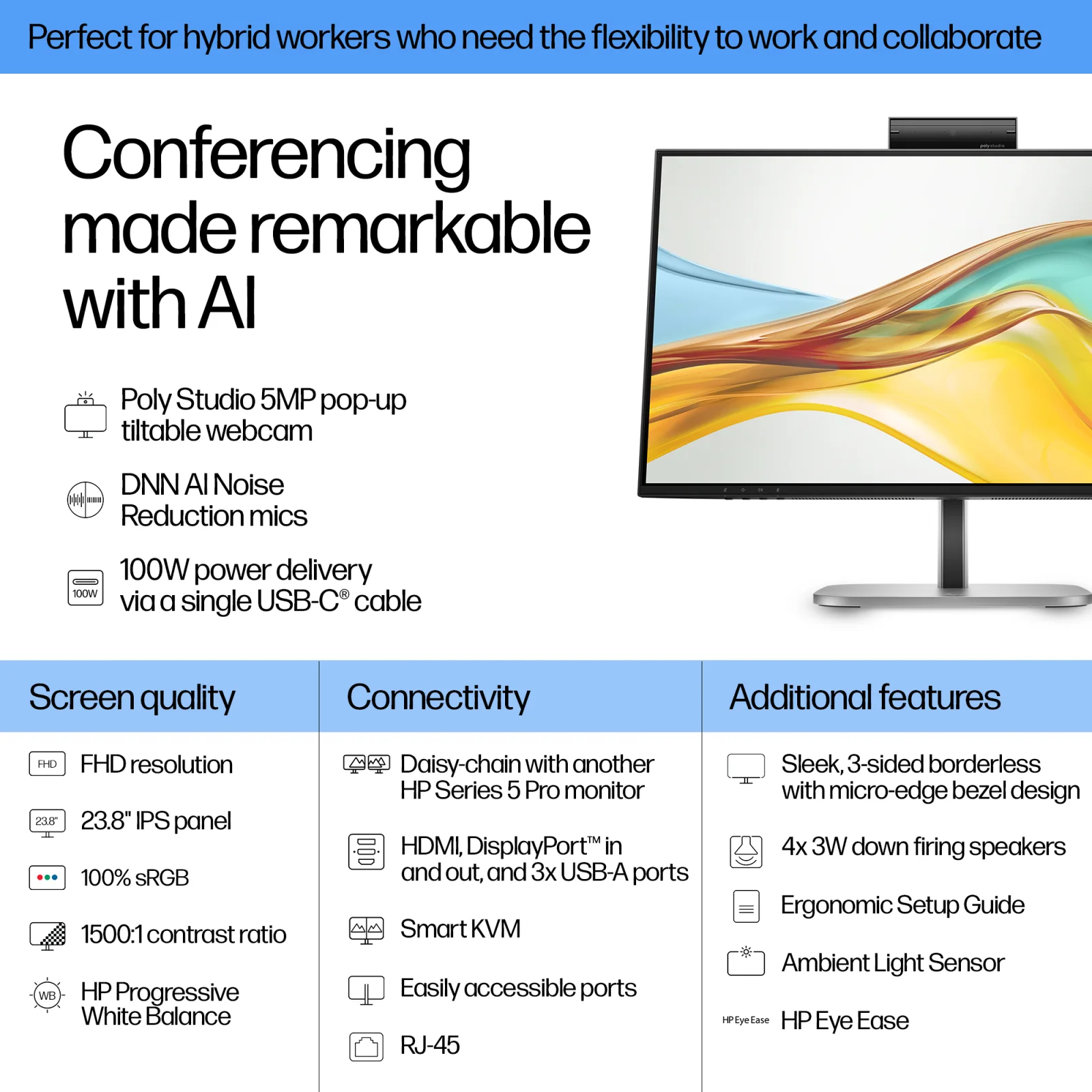HP 9E0G9UT HP S5 Pro 524pm FHD USB-C Conf view 2