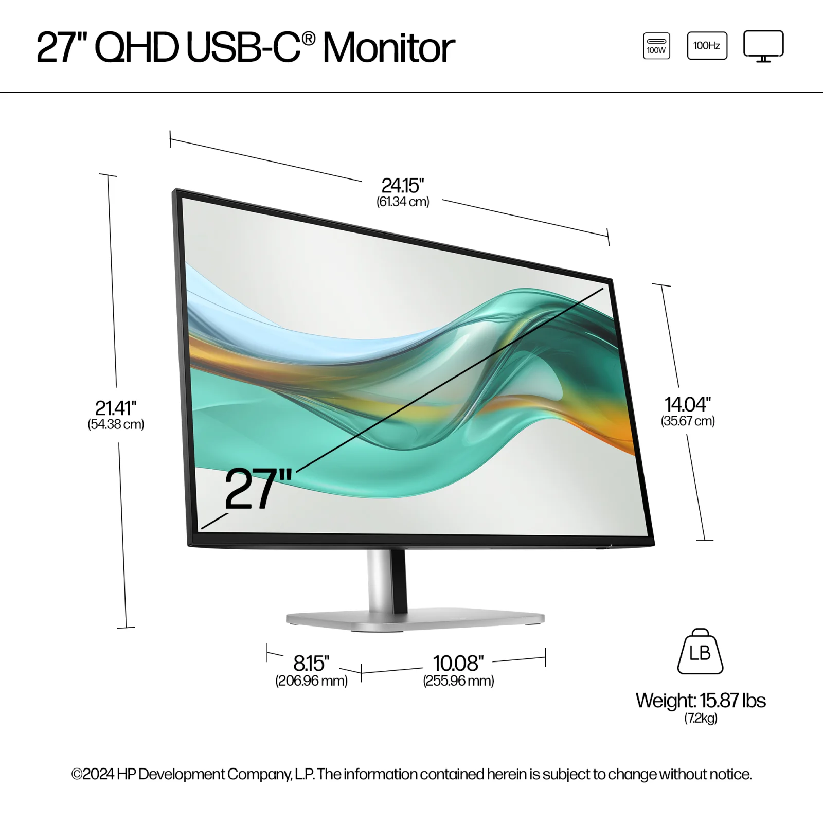 Hp S5 Pro 27IN QHD 527pu USB-C Monitor HP 527pu 27" Class WQHD LCD Monitor - 68.6 cm (27") Viewable - In-plane Switching (IPS) Technology - 2560 x 1440 - 350 cd/m² - 5 ms - USB Type-C - HDMI - DisplayPort - VESA Mount Compatible - USB Hub