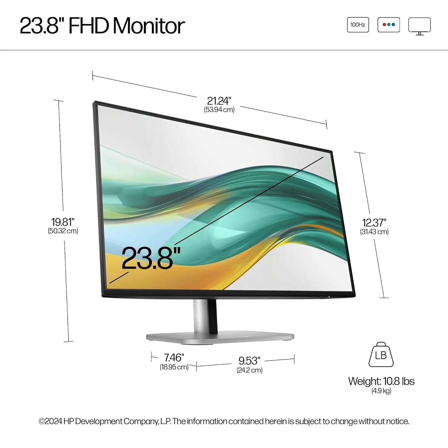 Hp S5 Pro 23.8IN FHD 524pf Monitor HP 524pf 24" Class Full HD LED Monitor - 16:9 - Jet Black - 60.5 cm (23.8") Viewable - In-plane Switching (IPS) Technology - Edge WLED Backlight - 1920 x 1080 - 16.7 Million Colours - 350 cd/m² - 5 ms - 100 Hz Refresh Rate - HDMI - DisplayPort - USB Hub