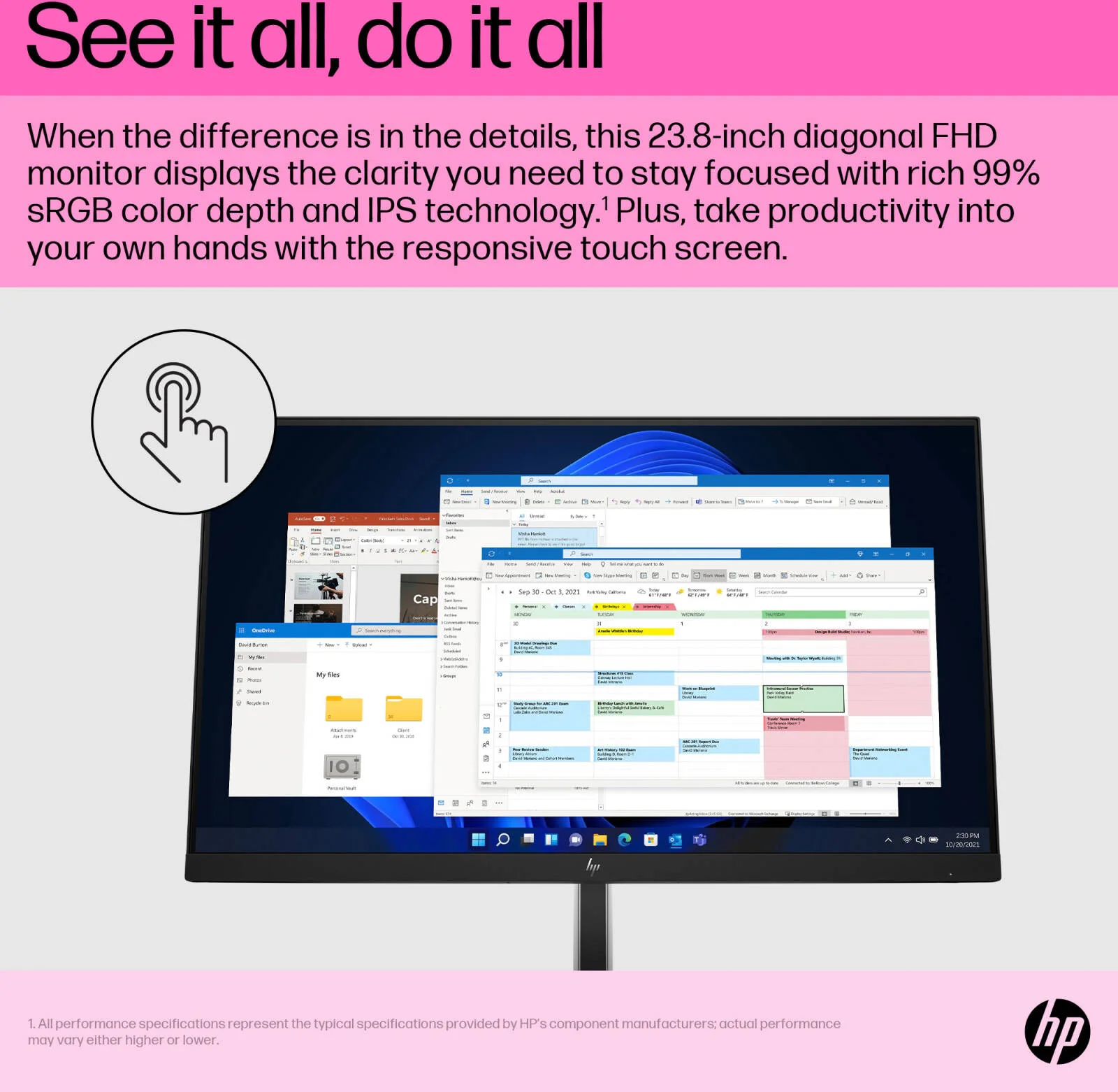 Hp E-SERIES E24T G5 23IN 16:9 WLED TOUCH MO HP E24t G5 24" Class LCD Touchscreen Monitor - 16:9 - 5 ms - 60.5 cm (23.8") Viewable - Advanced In-Cell Touch (AIT) - 10 Point(s) Multi-touch Screen - 1920 x 1080 - Full HD - In-plane Switching (IPS) Technology - 16.7 Million Colours - 300 cd/m² - Edge LED Backlight - HDMI - USB - DisplayPort - 1 x HDMI In - Black, Silver - 3 Year - USB Hub view 4