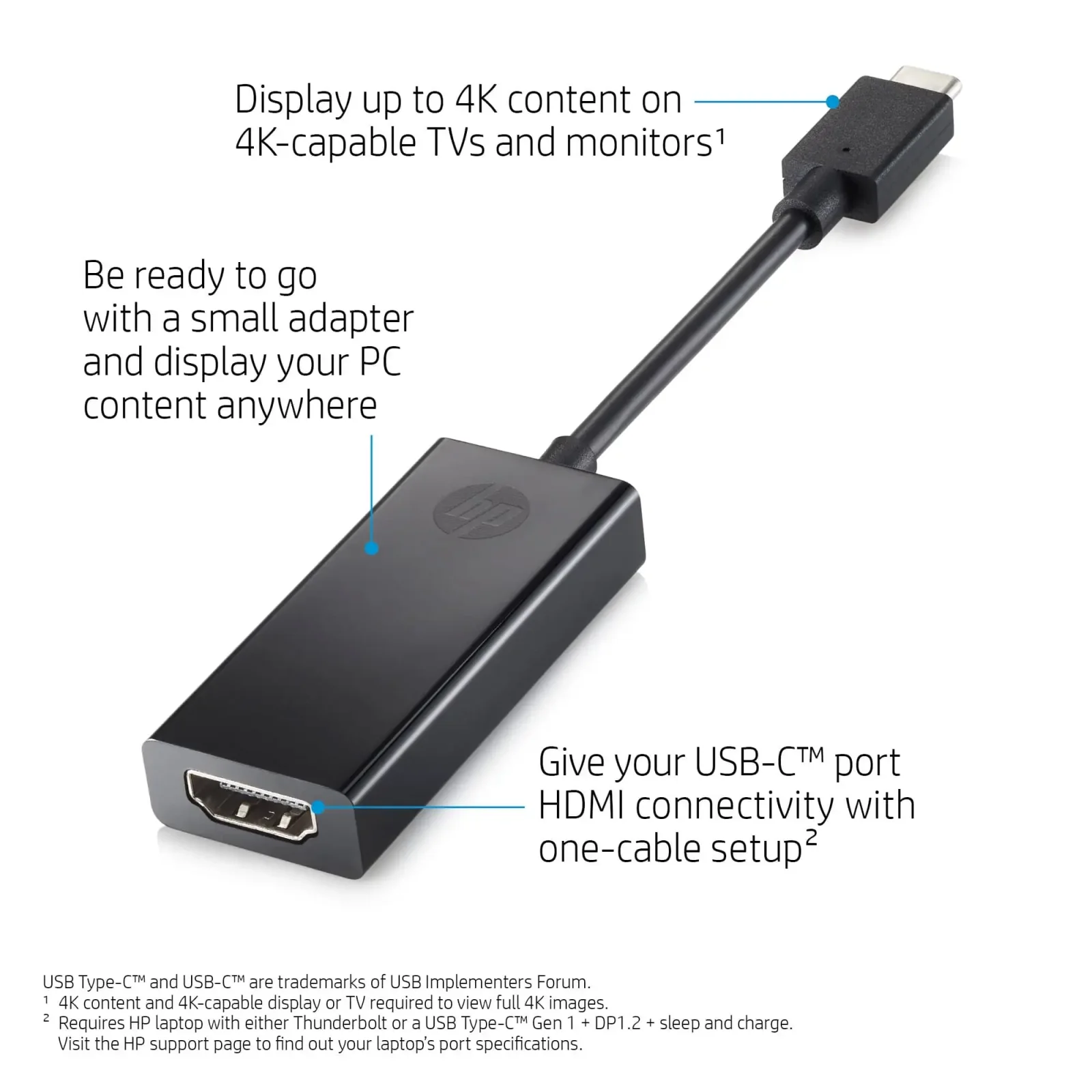 HP 1WC36AA HP USB-C to HDMI 2.0 Adapter view 3
