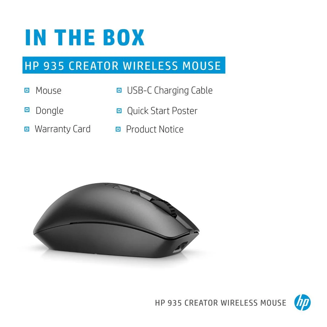 HP 1D0K8AA HP Creator 935 Black Wireless Mouse-A/P view 4