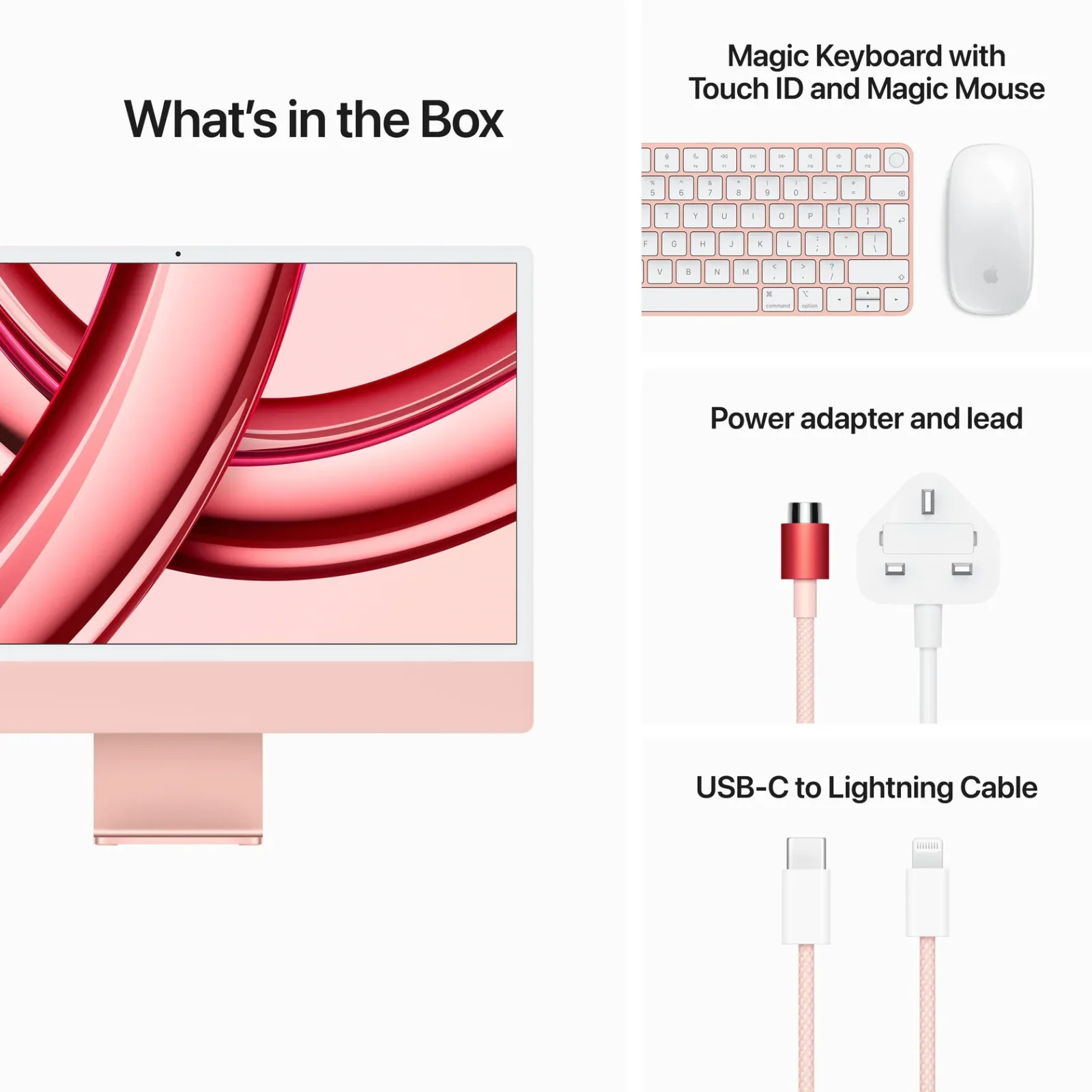 Apple MQRU3ZP/A 24-inch iMac with Retina 4.5K display: Apple M3 chip with 8‑core CPU and 10‑core GPU, 512GB SSD - Pink view 4