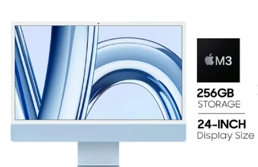 Apple MQRQ3ZP/A 24-inch iMac with Retina 4.5K display: Apple M3 chip with 8‑core CPU and 10‑core GPU, 256GB SSD - Blue