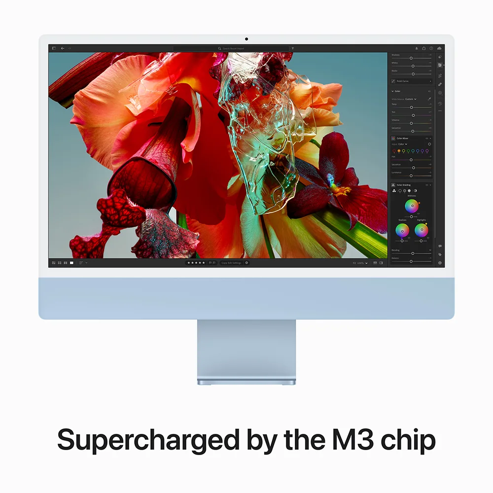 Apple MQRQ3ZP/A 24-inch iMac with Retina 4.5K display: Apple M3 chip with 8‑core CPU and 10‑core GPU, 256GB SSD - Blue view 2