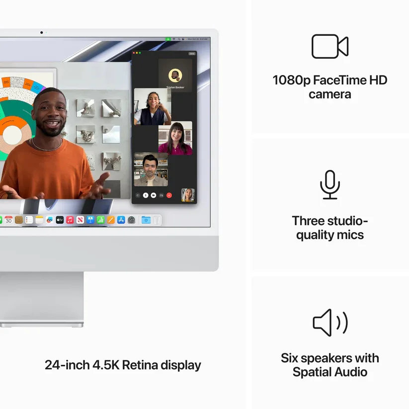 Apple MQR93ZP/A 24-inch iMac with Retina 4.5K display: Apple M3 chip with 8‑core CPU and 8‑core GPU, 256GB SSD - Silver view 3