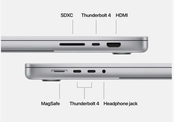 Apple MRX63ZP/A 14-inch MacBook Pro: Apple M3 Pro chip with 11‑core CPU and 14‑core GPU, 512GB SSD - Silver view 3