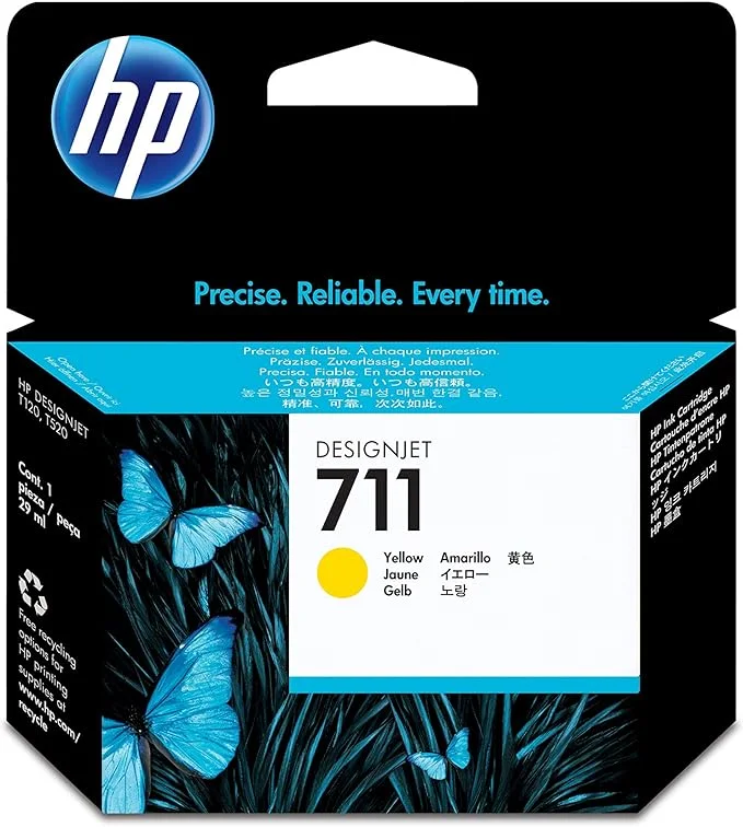 HP 711 29ml Yellow Ink Cartridge. HP 711 (CZ132A) Original Inkjet Ink Cartridge - Single Pack - Yellow - 1 Each - 29 mL